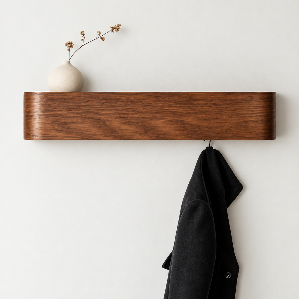 Porte-manteau mural en bois de pin au design minimaliste