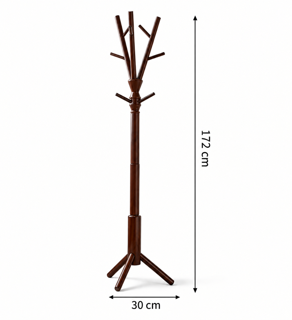 Porte-manteau sur pied en bois – Design naturel
