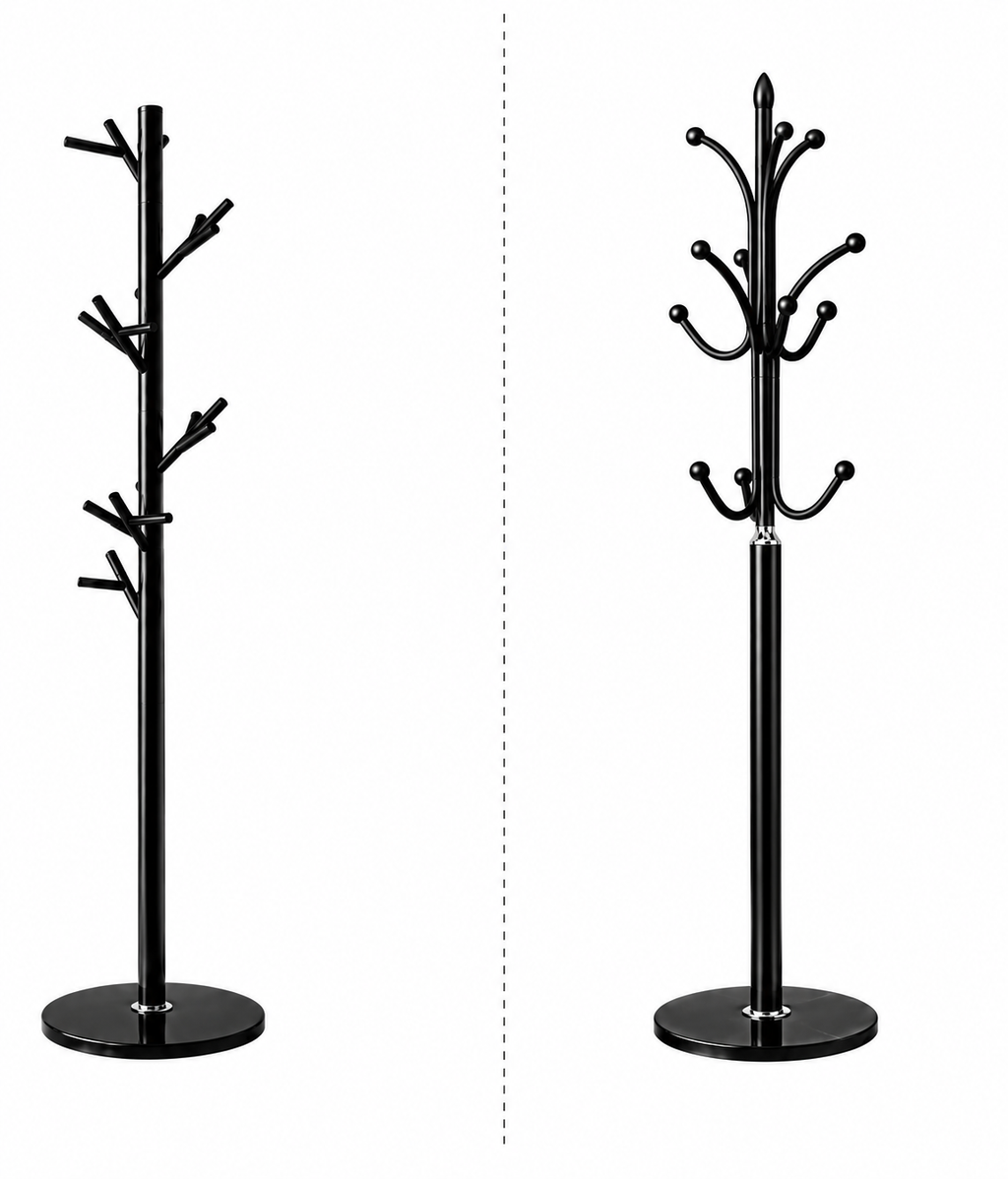 Porte-manteau sur pied en métal noir au design moderne