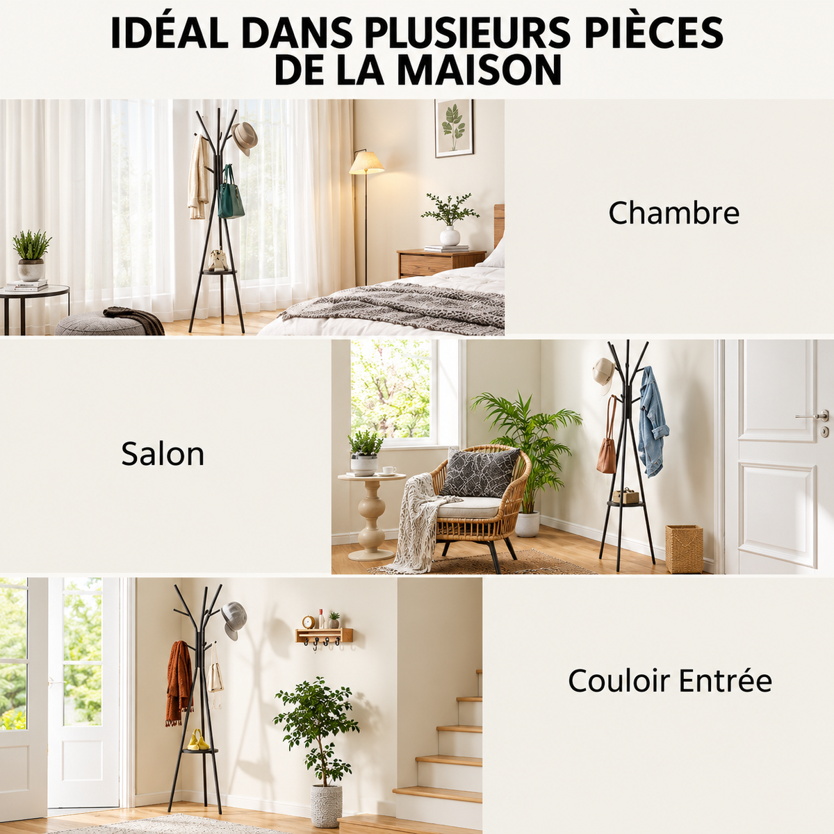 Porte-manteau sur pied design moderne — Noir