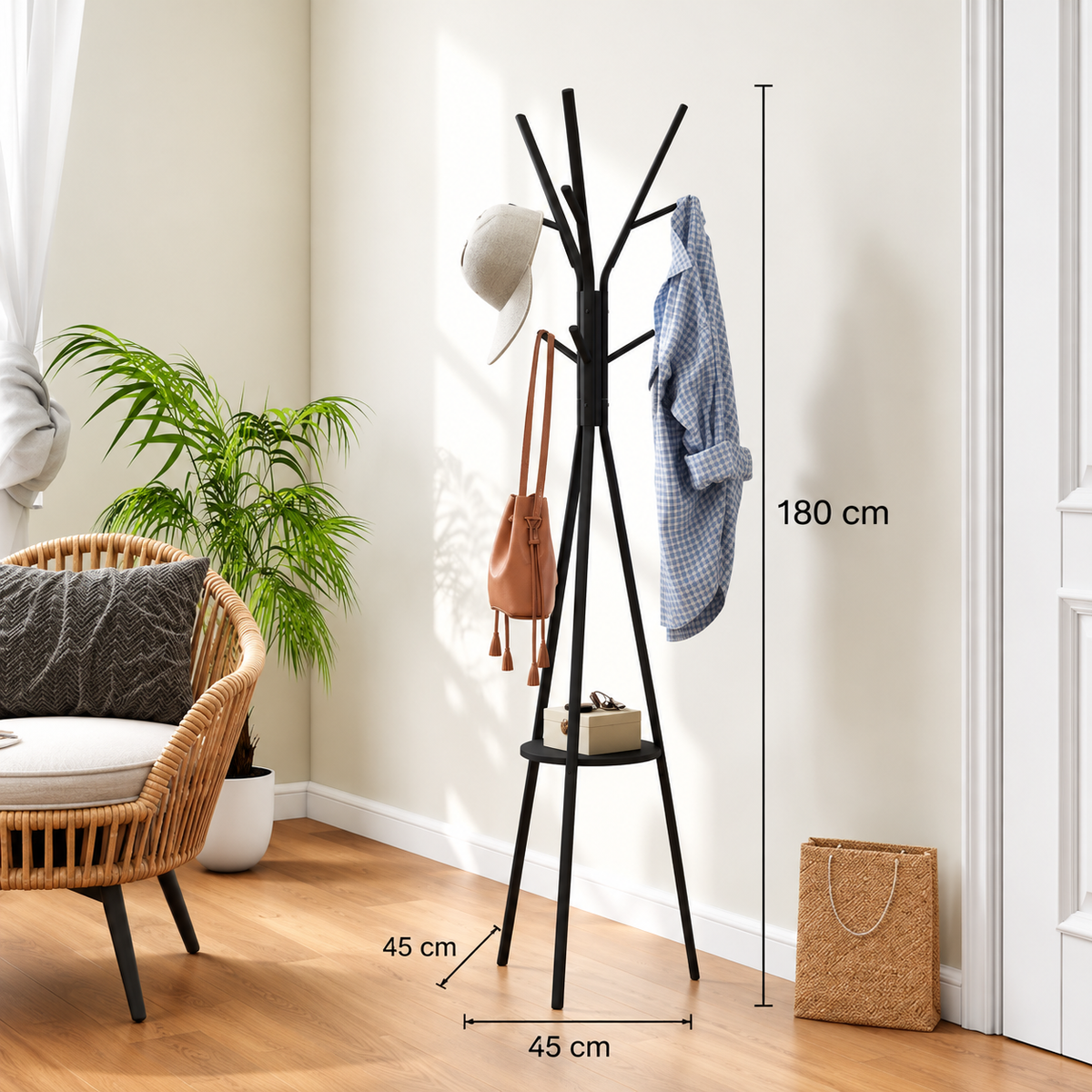 Porte-manteau sur pied design moderne — Noir