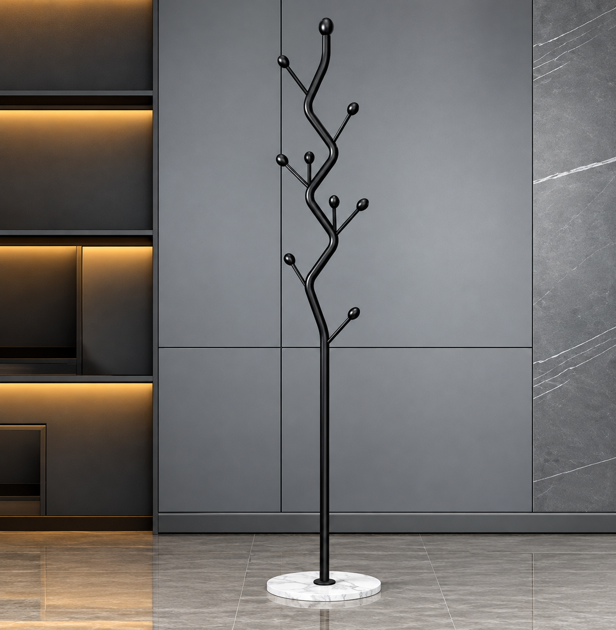 Porte-manteau arbre en métal au design minimaliste