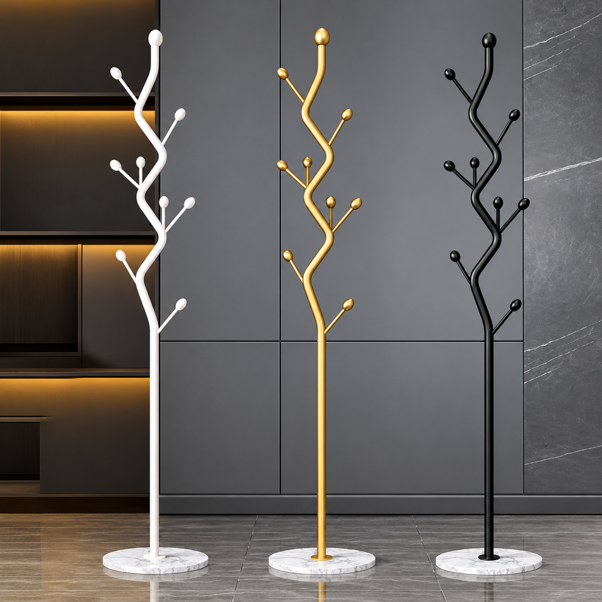 Porte-manteau arbre en métal au design minimaliste